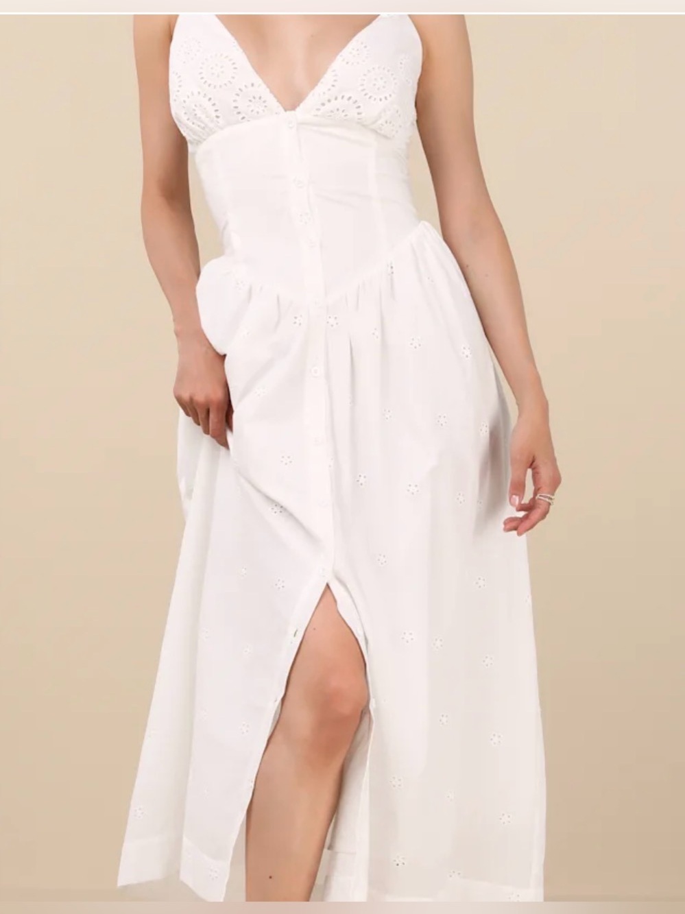 Lulu's White Eyelet Midi Dress